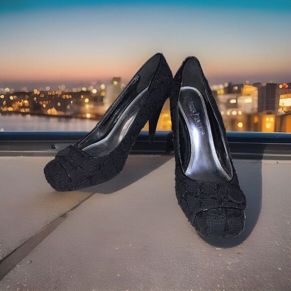 White House Black Market Shoes - White House Black Market Edison Sparkle Button Square Toe Stiletto Heels 8.5M‎